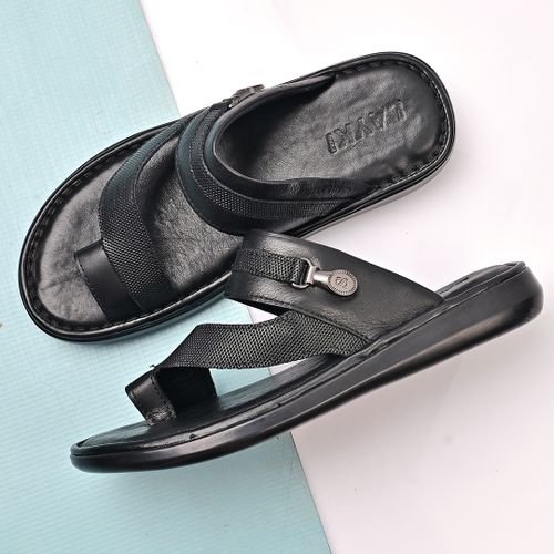 Sandale Homme Cuir,Tendance- Noir