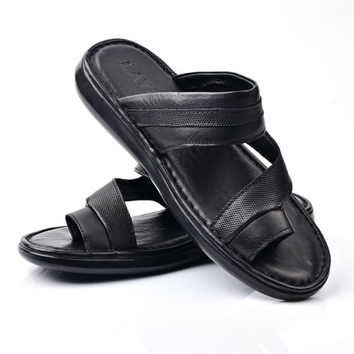 Sandale Homme Cuir,Tendance- Noir