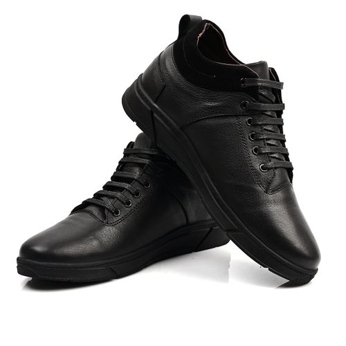 Espadrille 100% Cuir Pour Homme,Basket - Noir