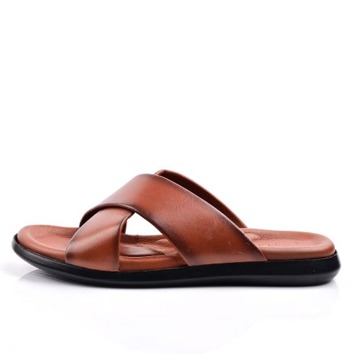 Sandale Homme Cuir- Tabac