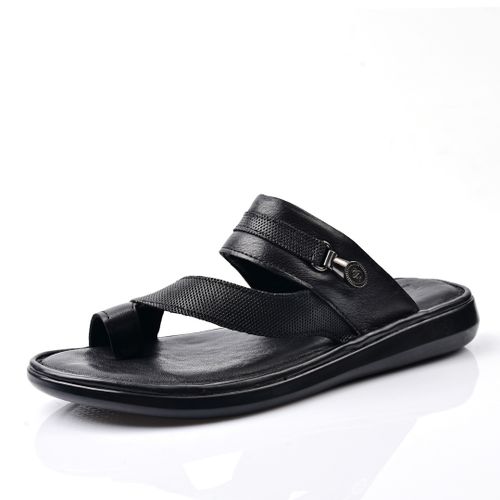Sandale Homme Cuir,Tendance- Noir