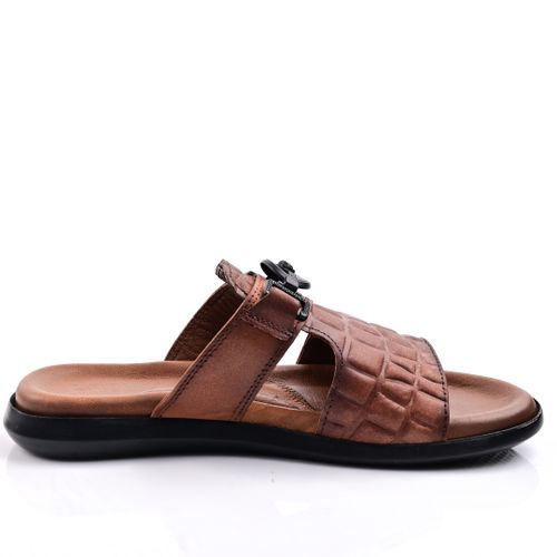 Sandale Homme Cuir -Tabac