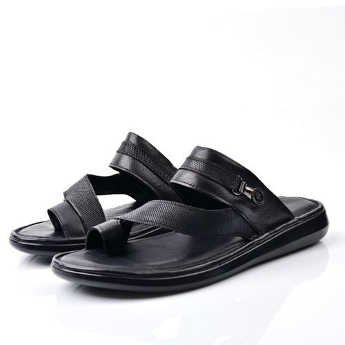 Sandale Homme Cuir,Tendance- Noir
