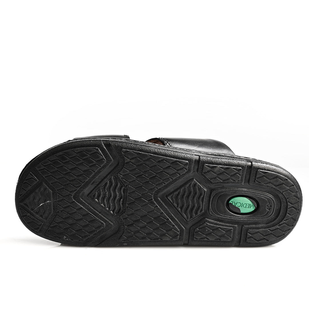 Sandale Médical En Cuir Pour Homme - Noir
