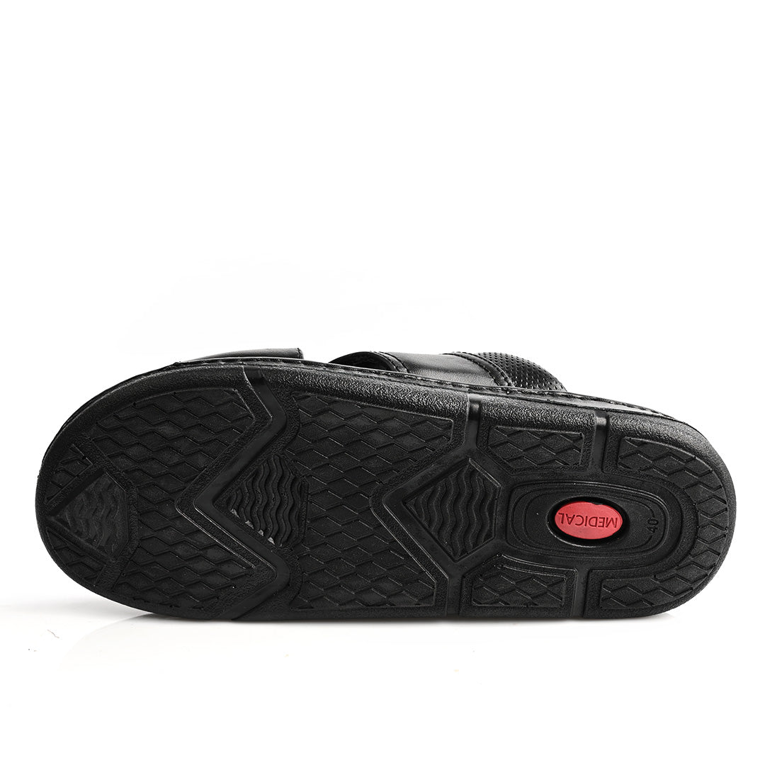 Sandale Médical En Cuir Pour Homme - Noir
