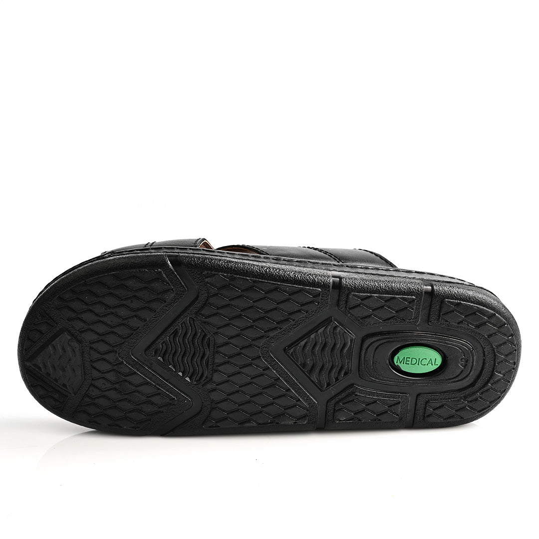 Sandale Médical En Cuir Pour Homme - Noir
