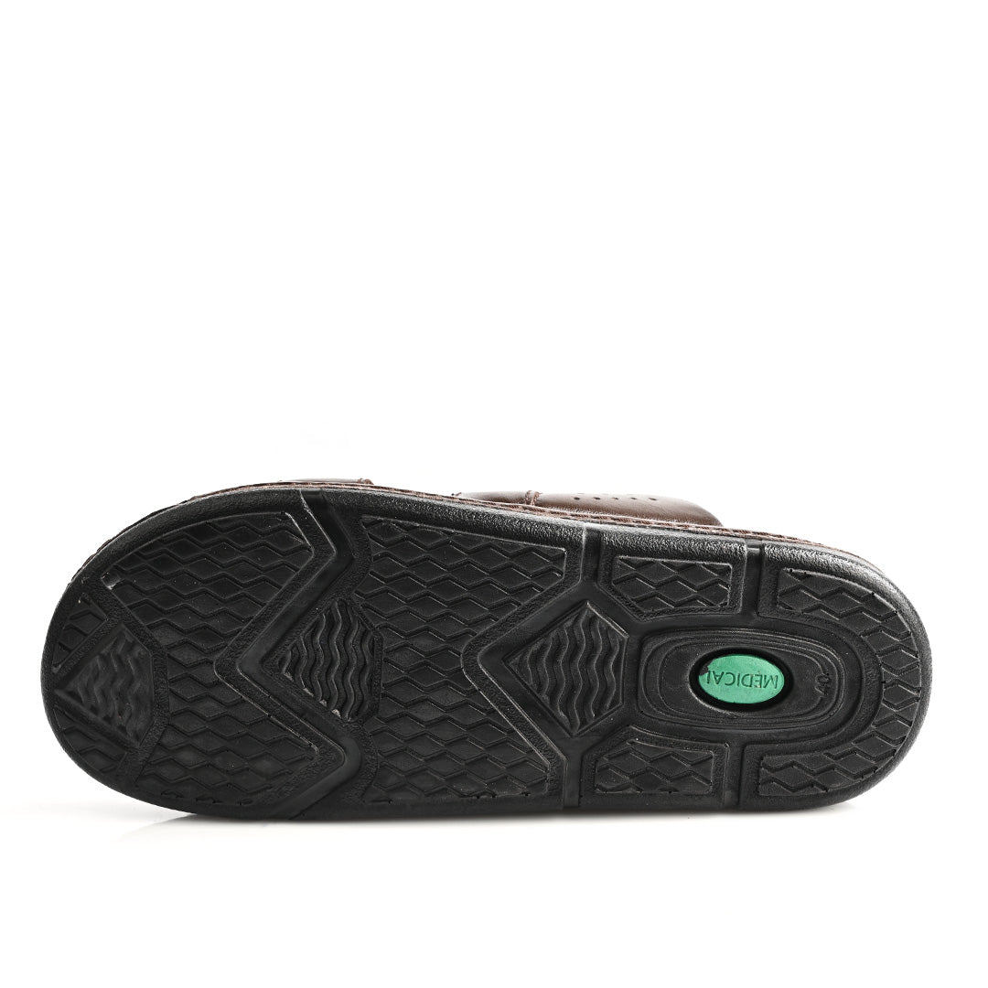 Sandale Médical En Cuir Pour Homme - Marron