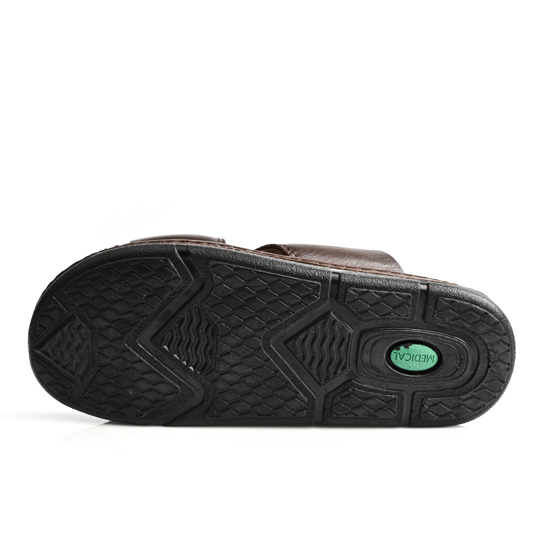 Sandale Médical En Cuir Pour Homme - Marron