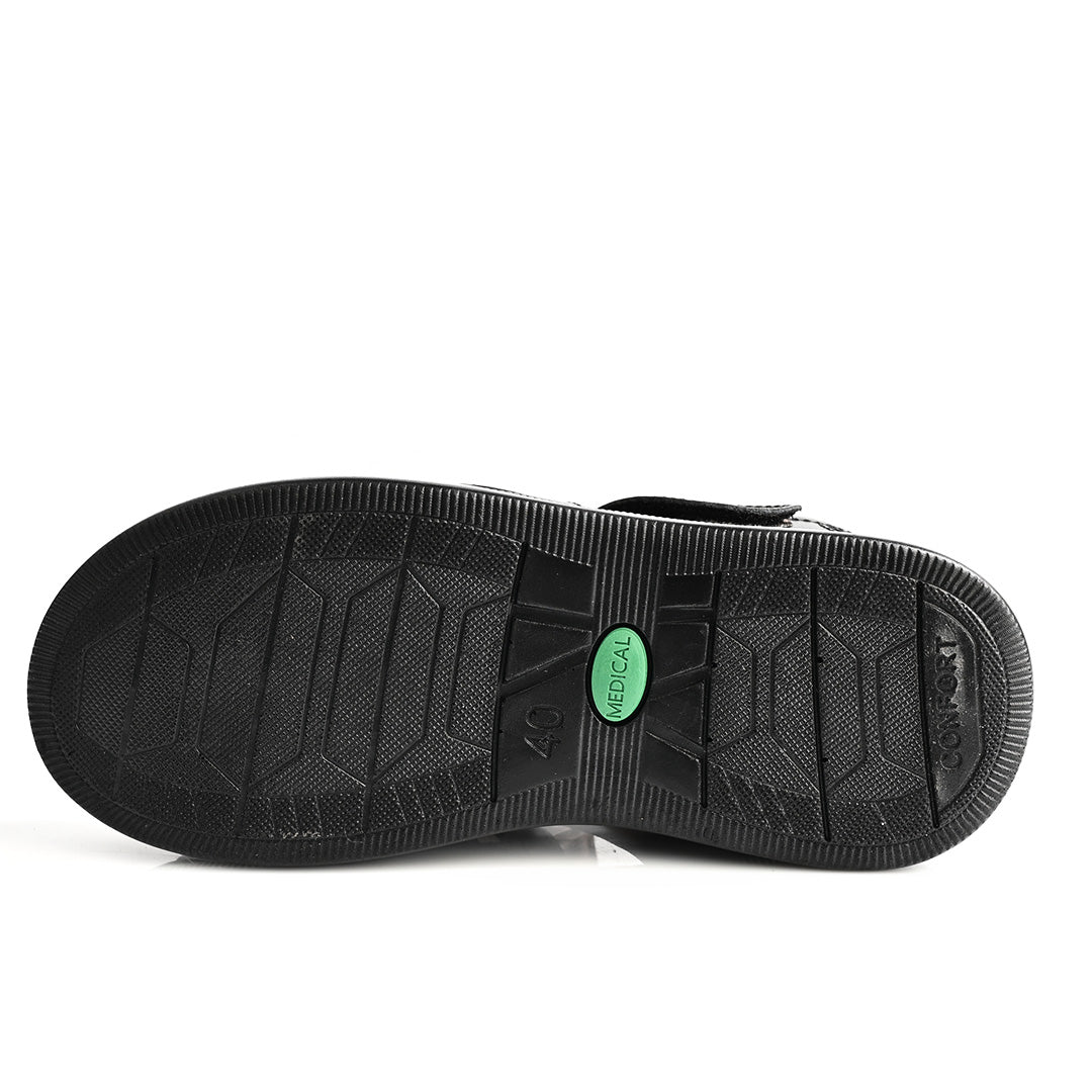 Sandale Médical En Cuir Pour Homme - Noir