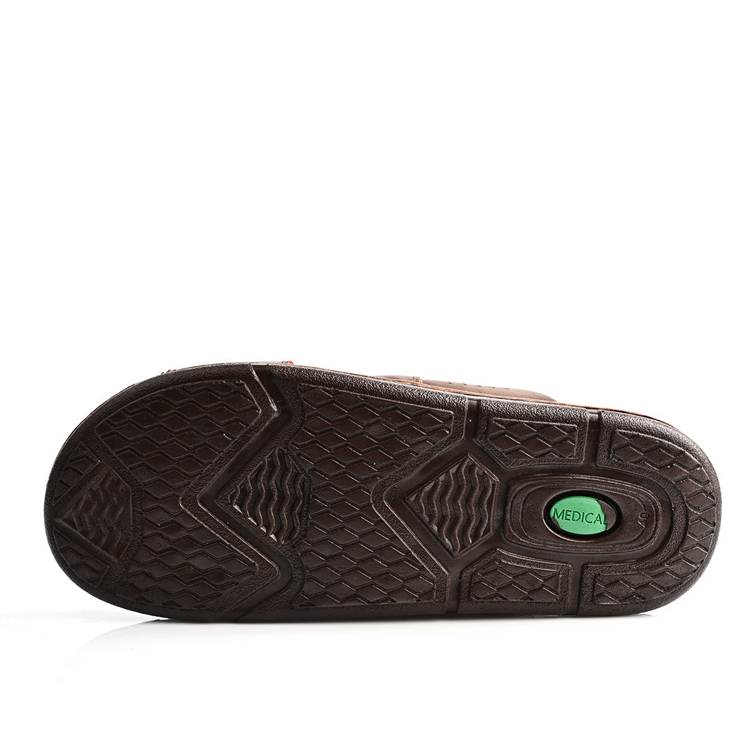 Sandale Médical En Cuir Pour Homme - Tabac