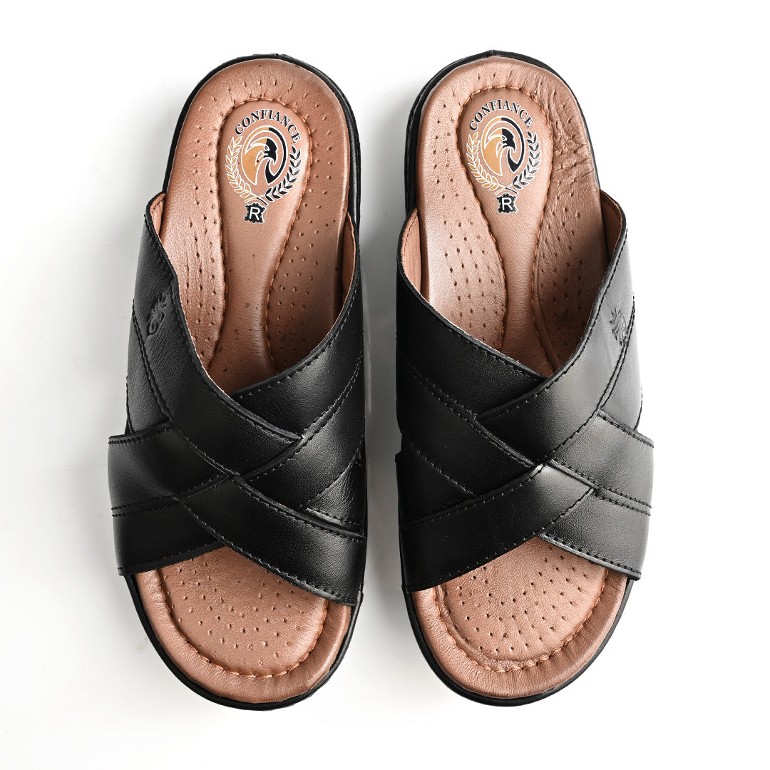 Sandale Médical En Cuir Pour Homme - Noir