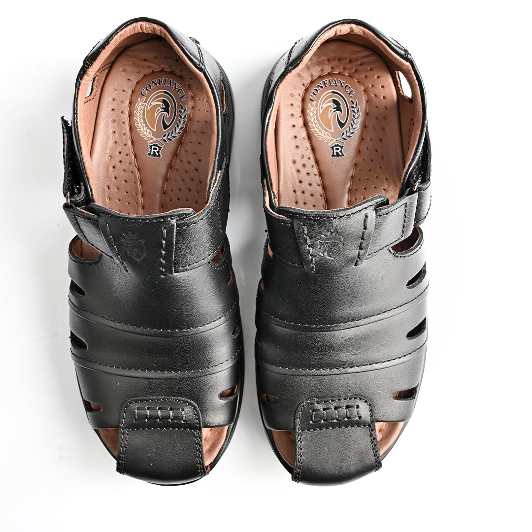 Sandale Médical En Cuir Pour Homme - Noir