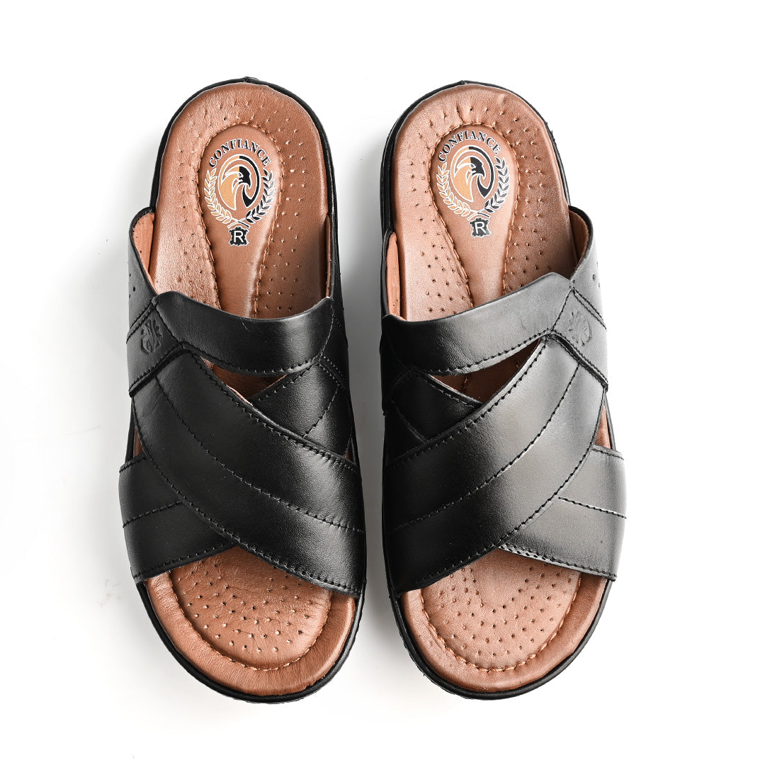 Sandale Médical En Cuir Pour Homme - Noir
