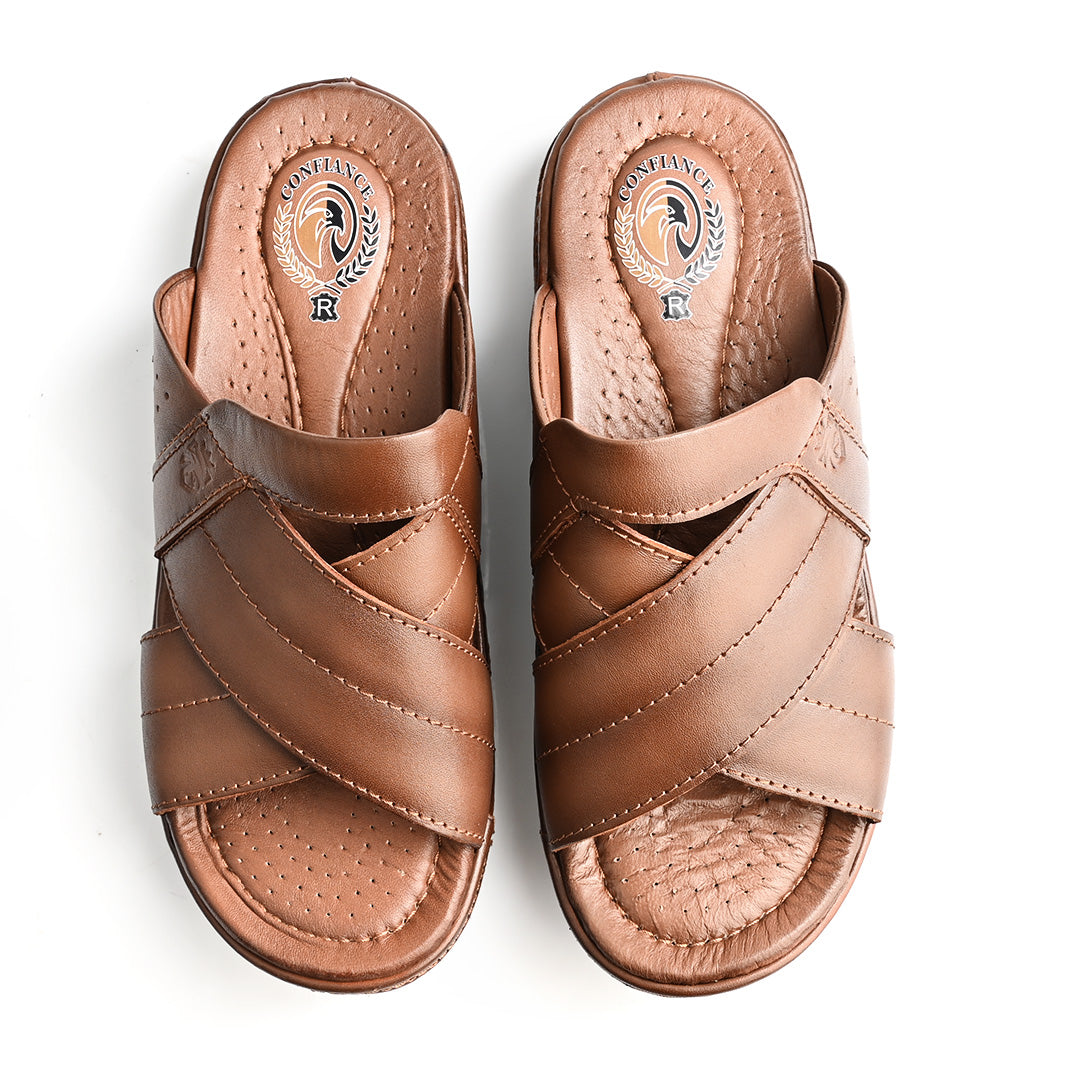 Sandale Médical En Cuir Pour Homme - Tabac