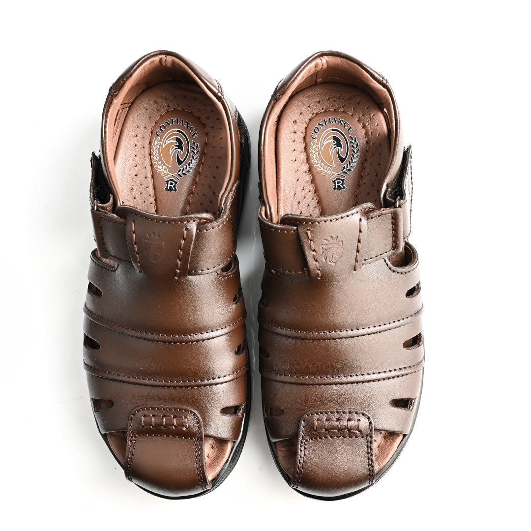 Sandale Médical En Cuir Pour Homme - Marron