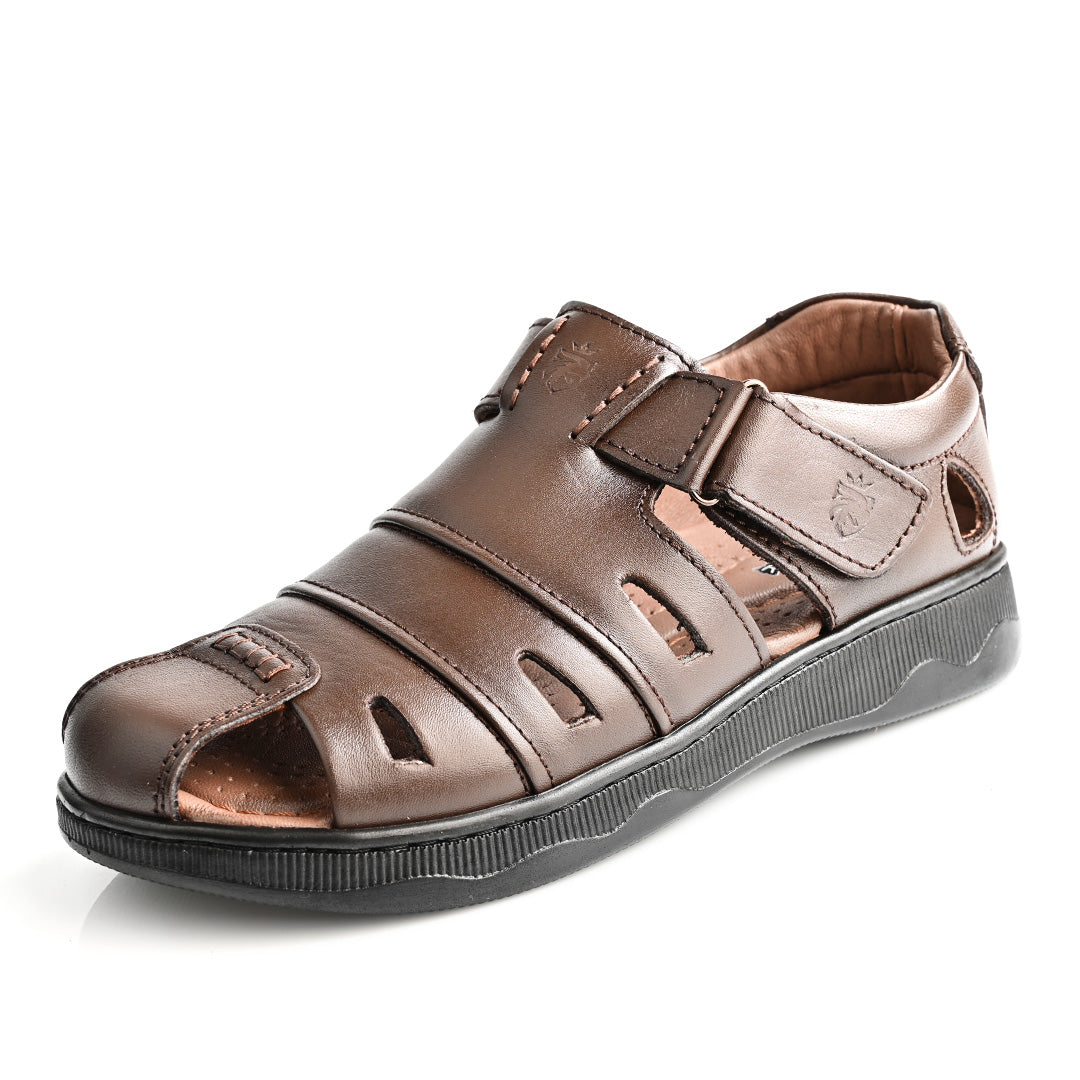 Sandale Médical En Cuir Pour Homme - Marron