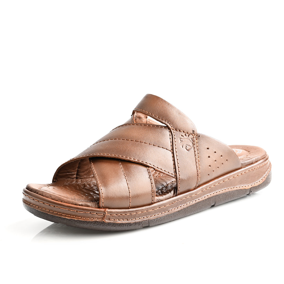 Sandale Médical En Cuir Pour Homme - Tabac
