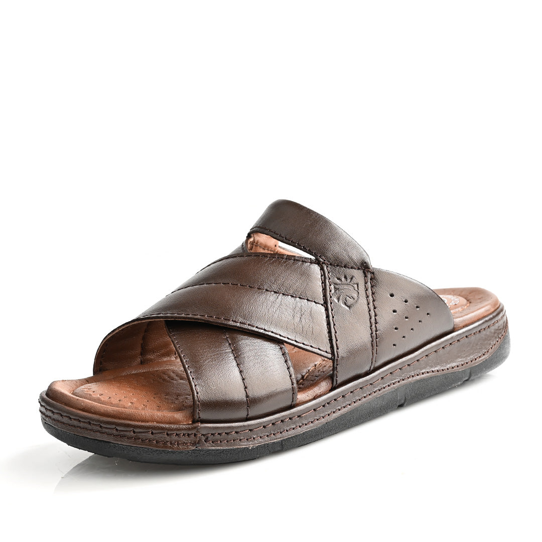 Sandale Médical En Cuir Pour Homme - Marron