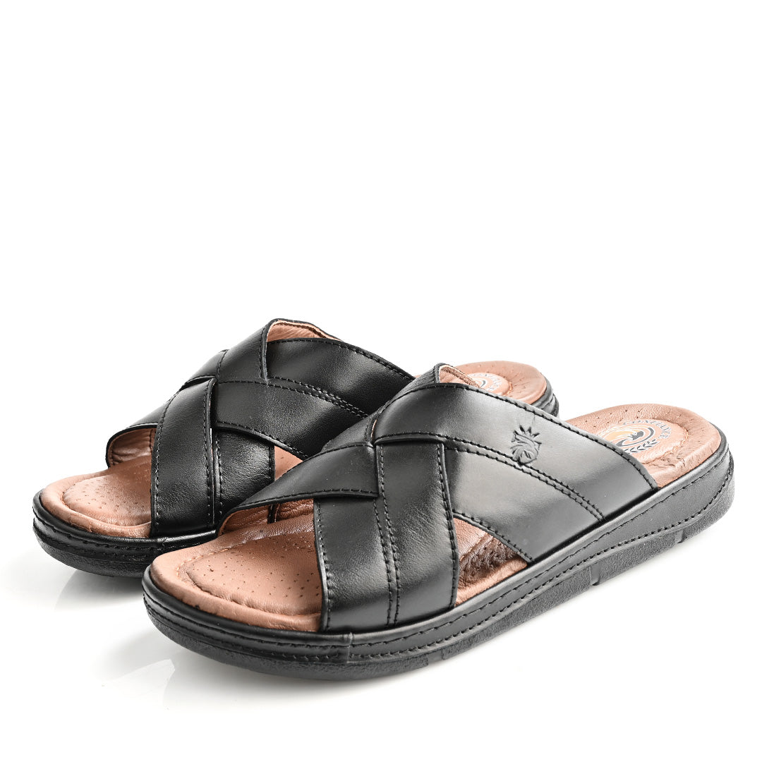 Sandale Médical En Cuir Pour Homme - Noir