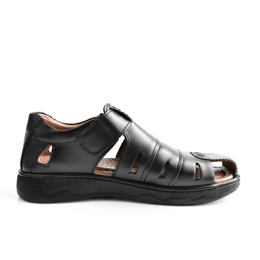 Sandale Médical En Cuir Pour Homme - Noir