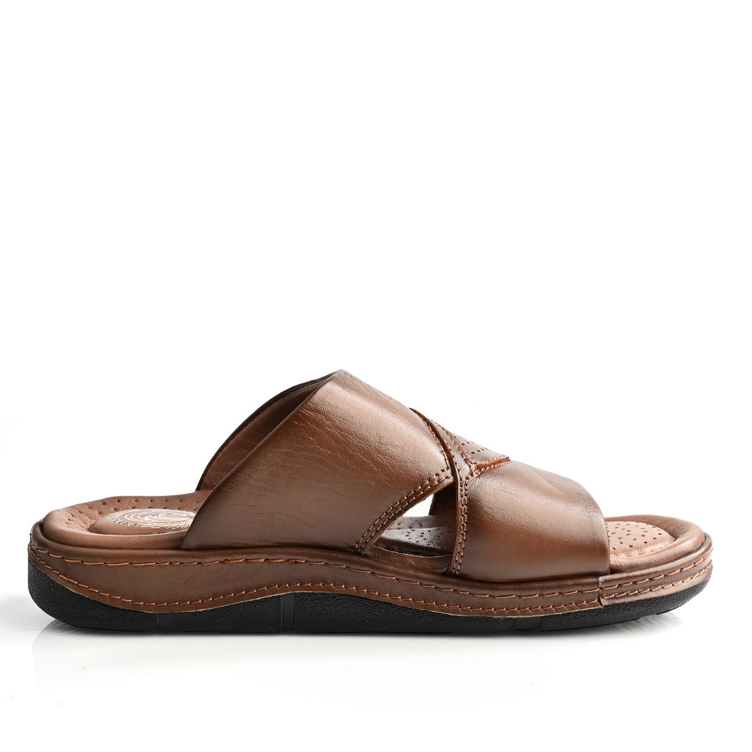 Sandale Médical En Cuir Pour Homme - Tabac