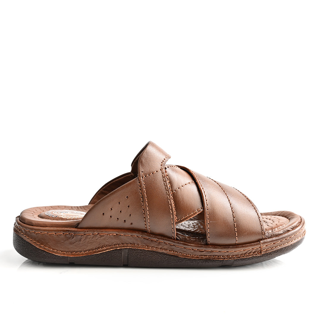 Sandale Médical En Cuir Pour Homme - Tabac