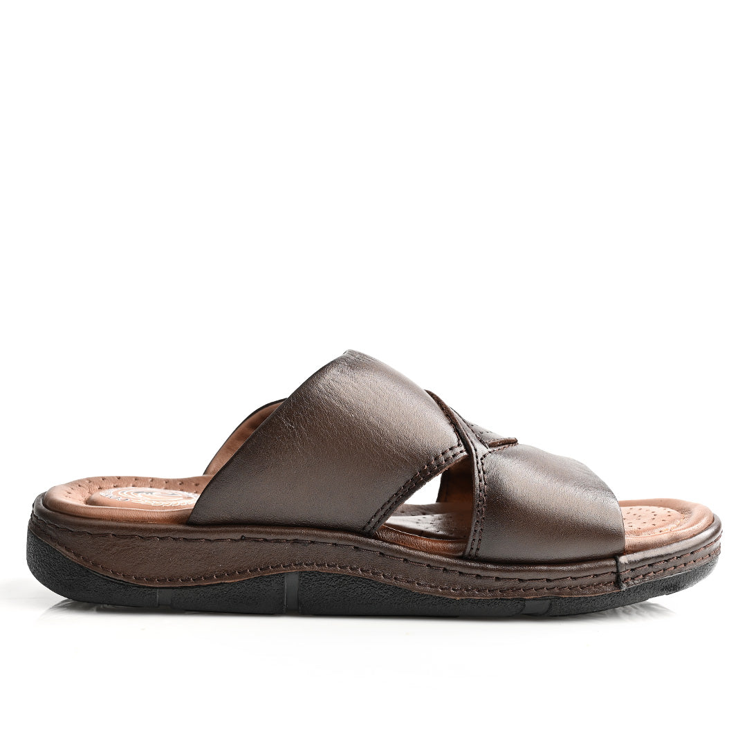 Sandale Médical En Cuir Pour Homme - Marron