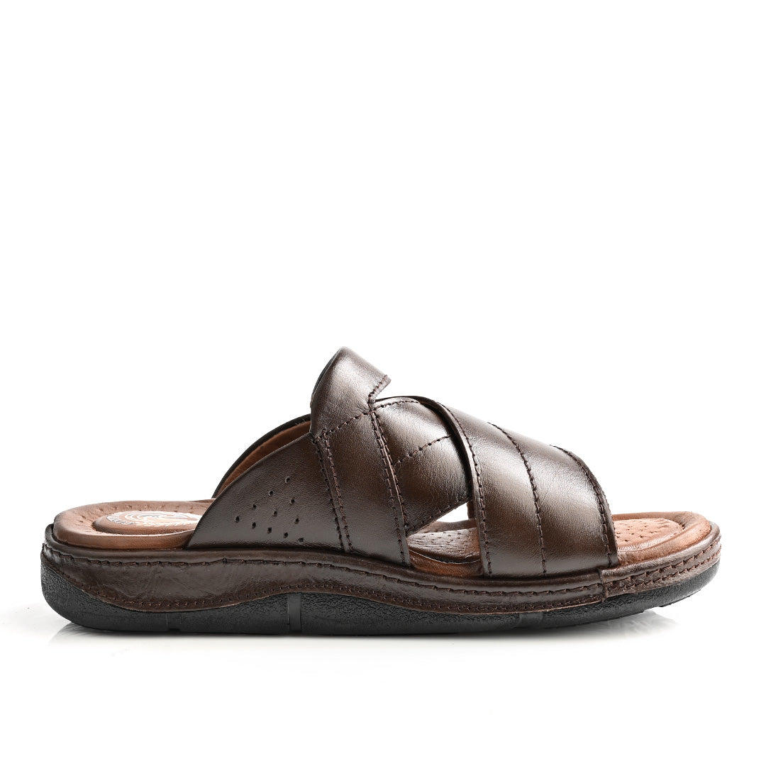 Sandale Médical En Cuir Pour Homme - Marron
