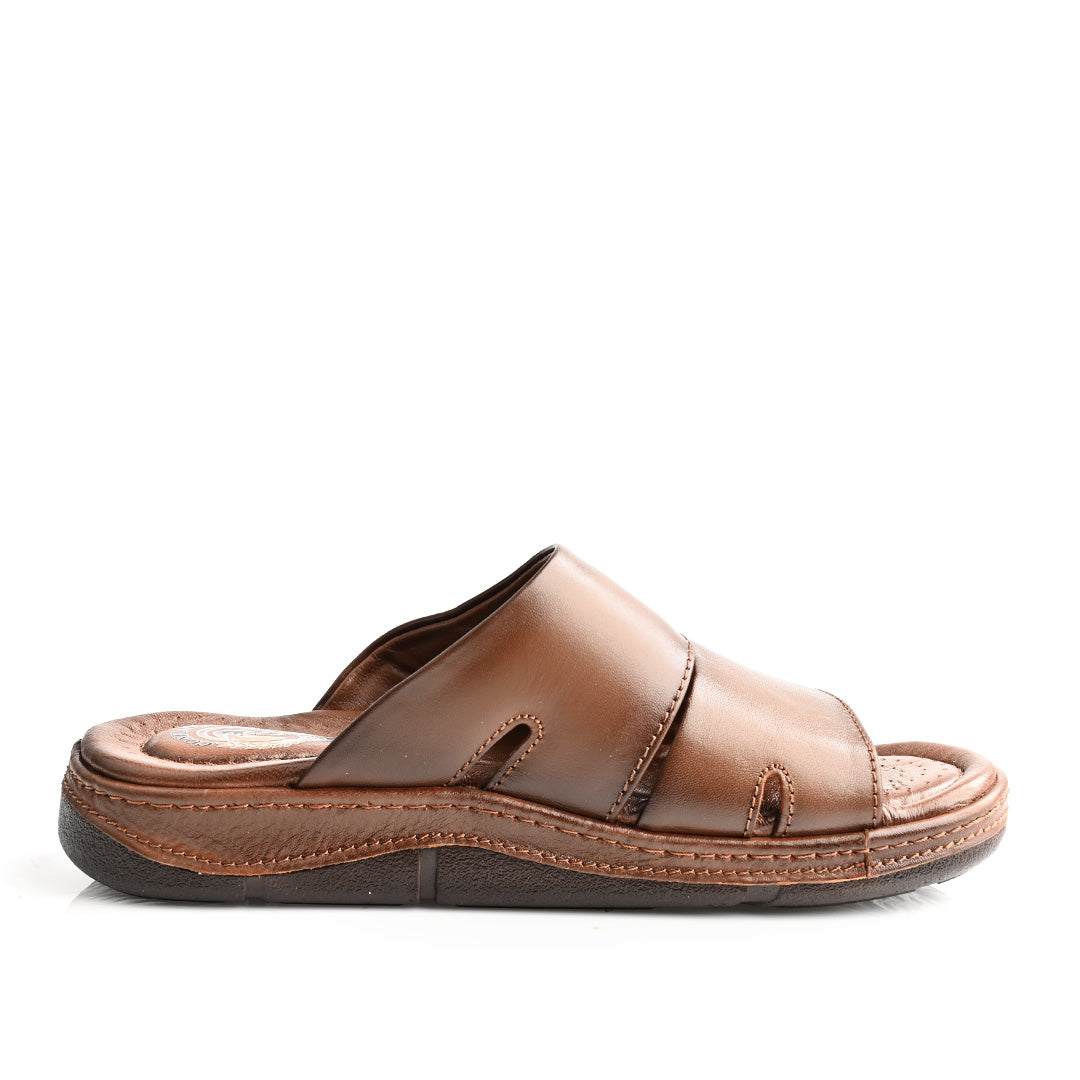 Sandale Médical En Cuir Pour Homme - Tabac