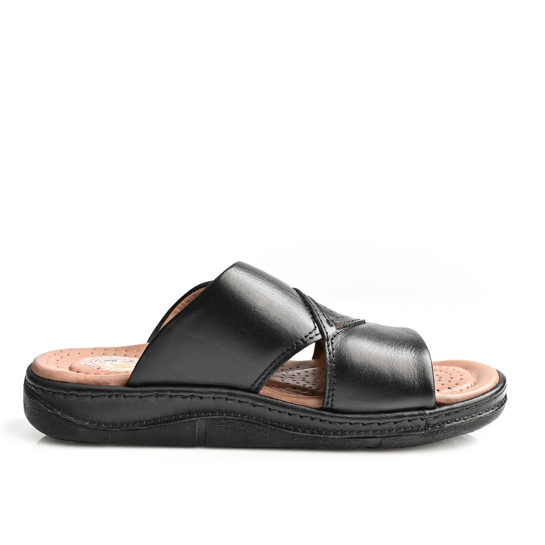 Sandale Médical En Cuir Pour Homme - Noir