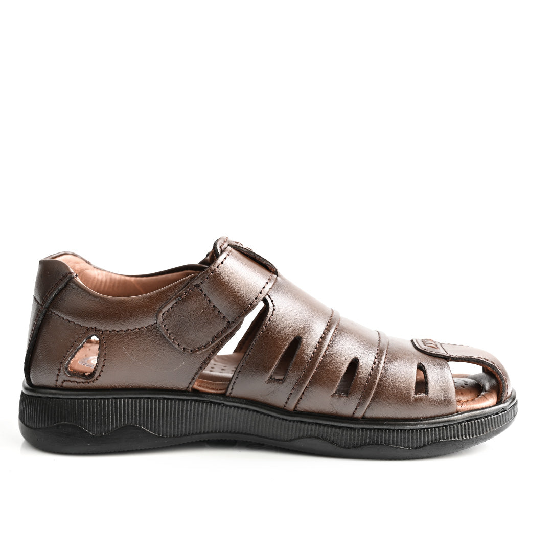 Sandale Médical En Cuir Pour Homme - Marron