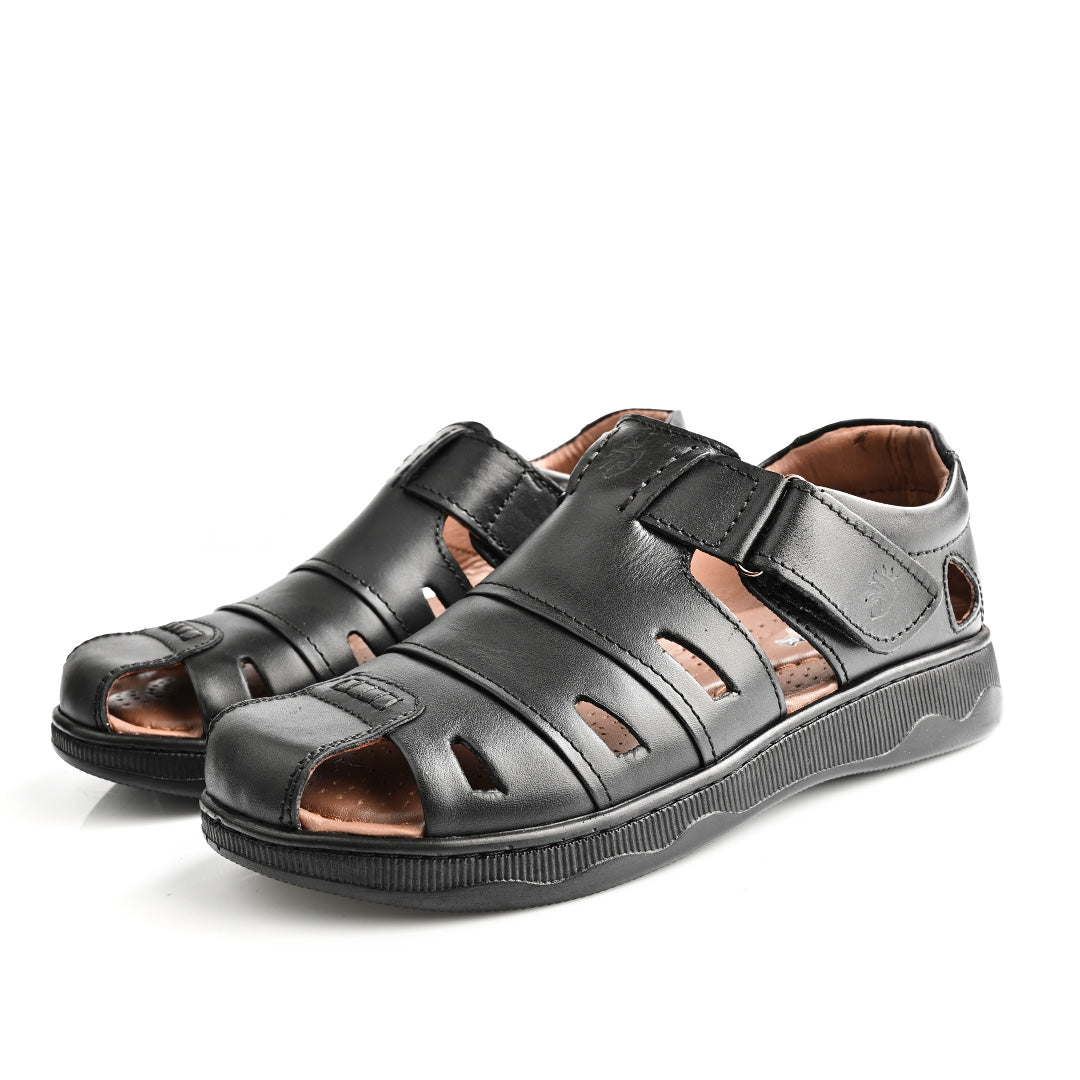 Sandale Médical En Cuir Pour Homme - Noir