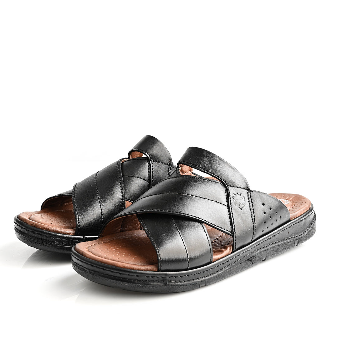 Sandale Médical En Cuir Pour Homme - Noir