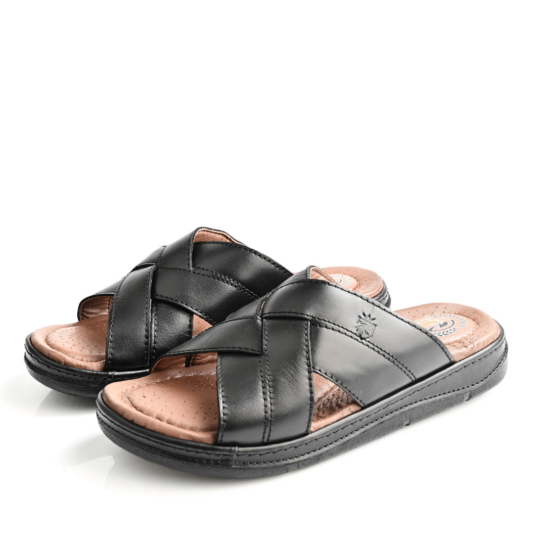 Sandale Médical En Cuir Pour Homme - Noir