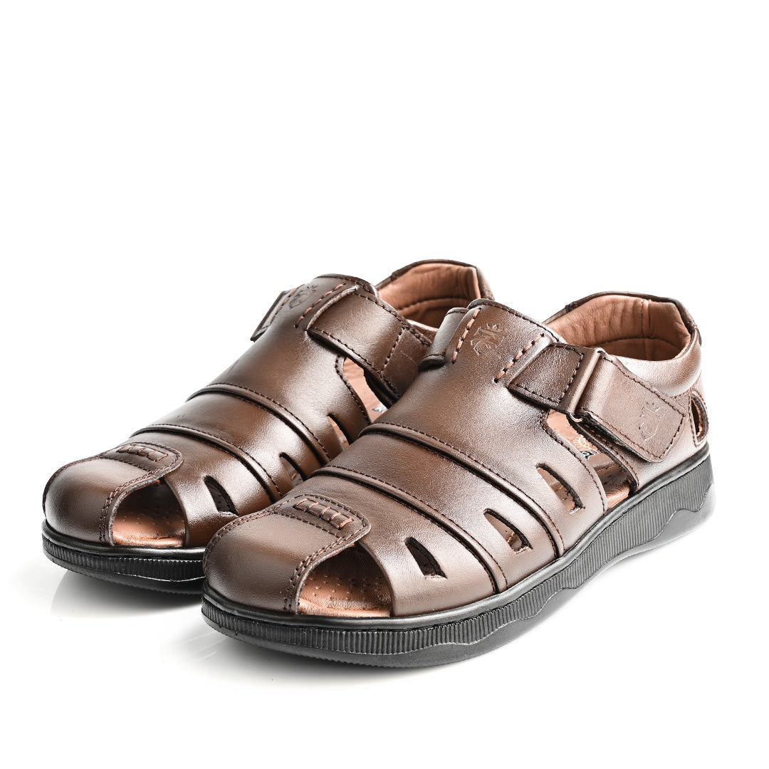 Sandale Médical En Cuir Pour Homme - Marron