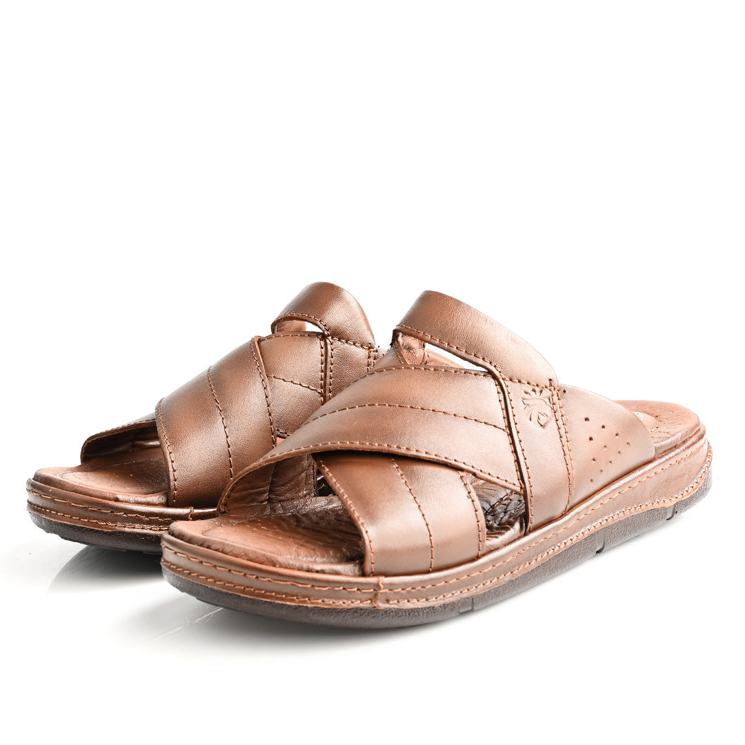 Sandale Médical En Cuir Pour Homme - Tabac