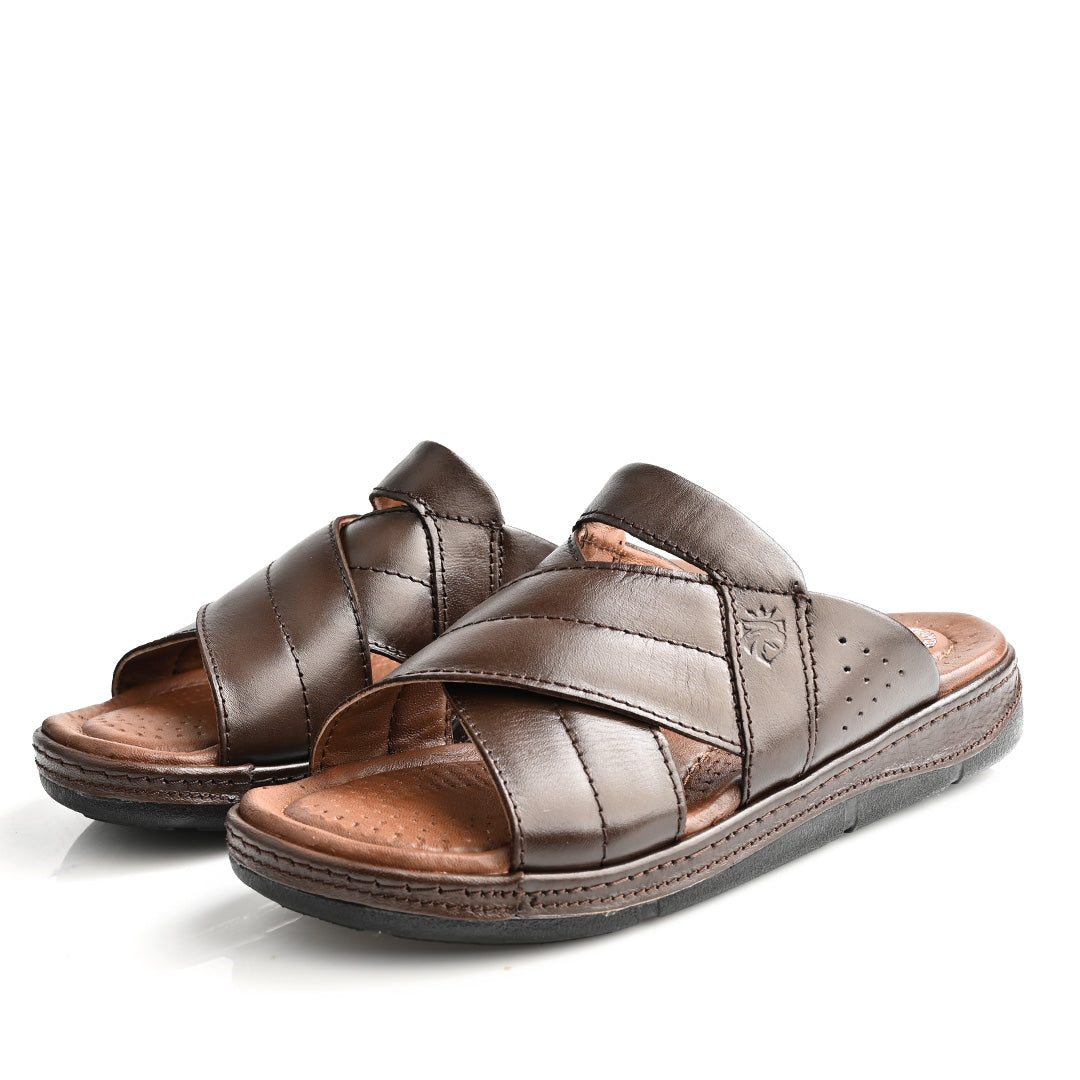 Sandale Médical En Cuir Pour Homme - Marron