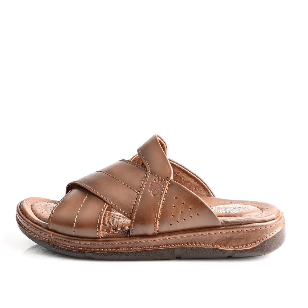 Sandale Médical En Cuir Pour Homme - Tabac
