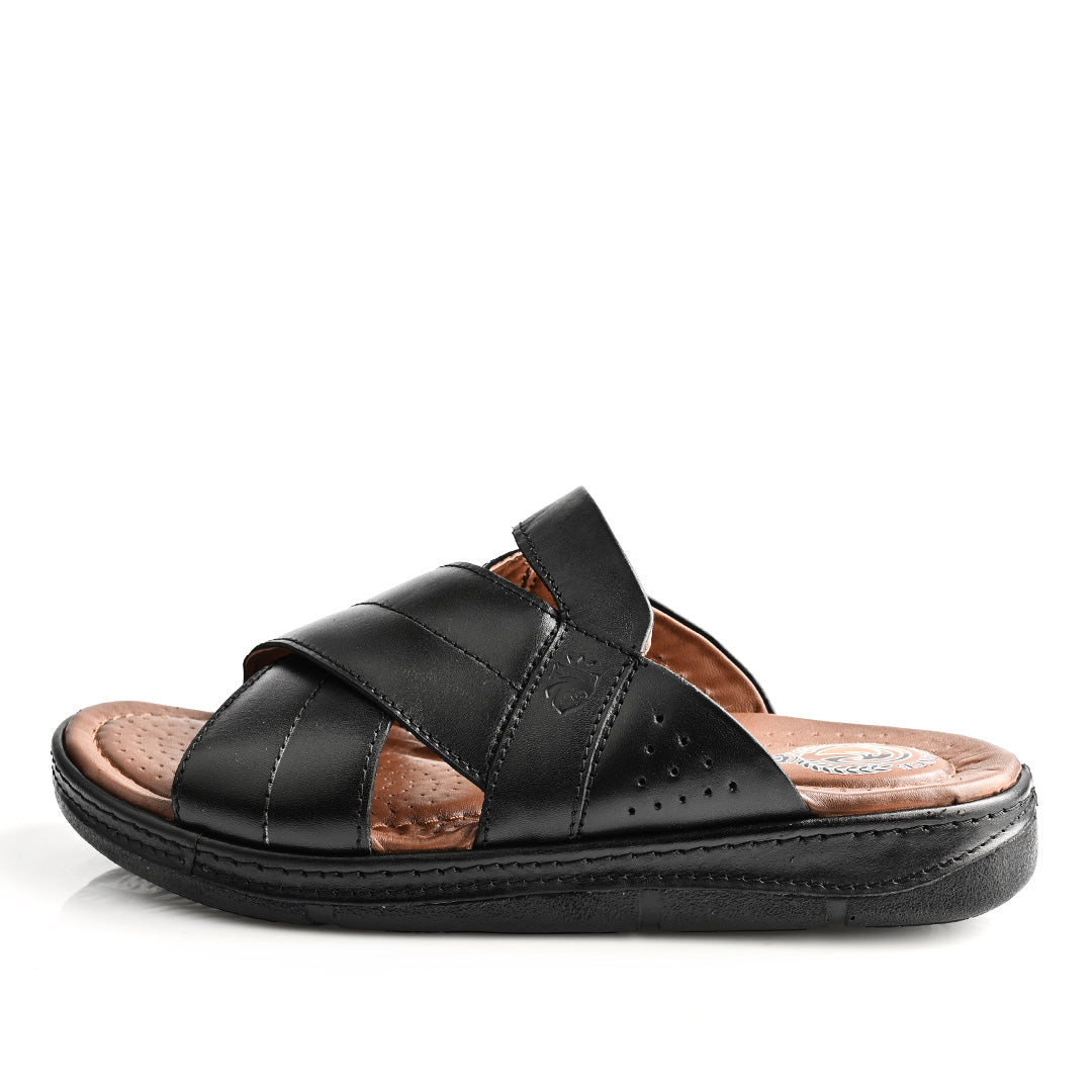 Sandale Médical En Cuir Pour Homme - Noir