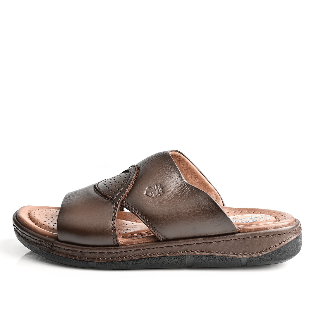 Sandale Médical En Cuir Pour Homme - Marron