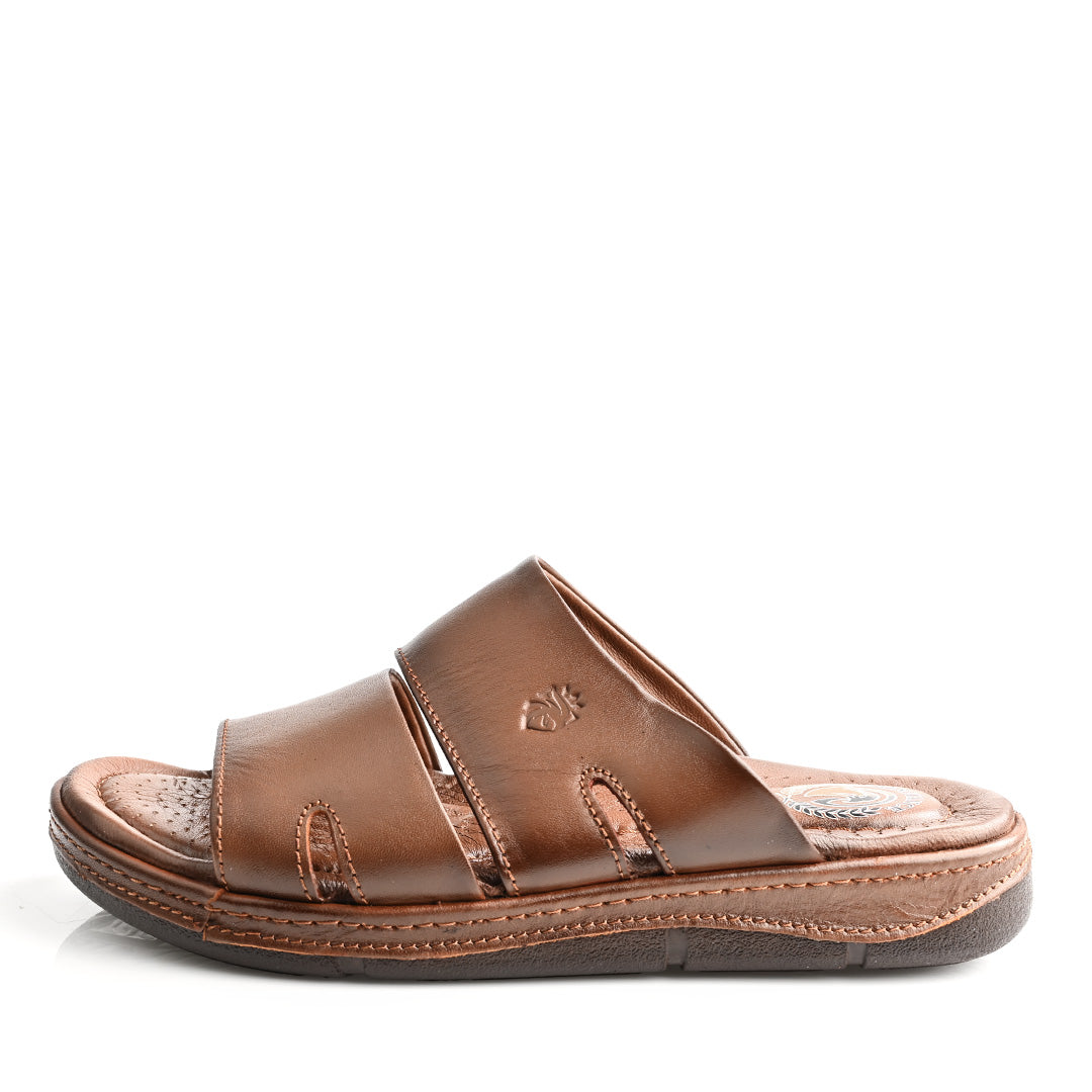 Sandale Médical En Cuir Pour Homme - Tabac