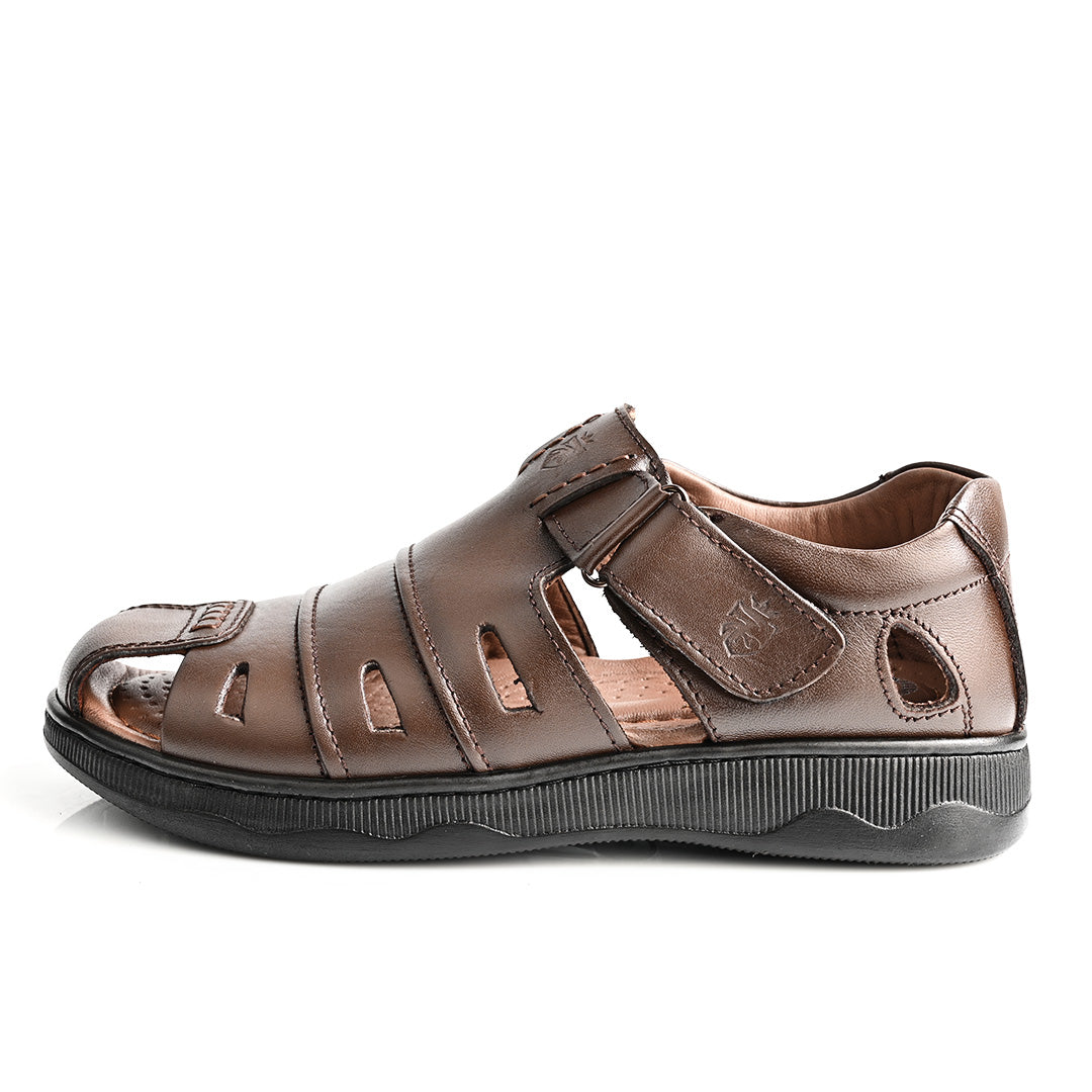 Sandale Médical En Cuir Pour Homme - Marron