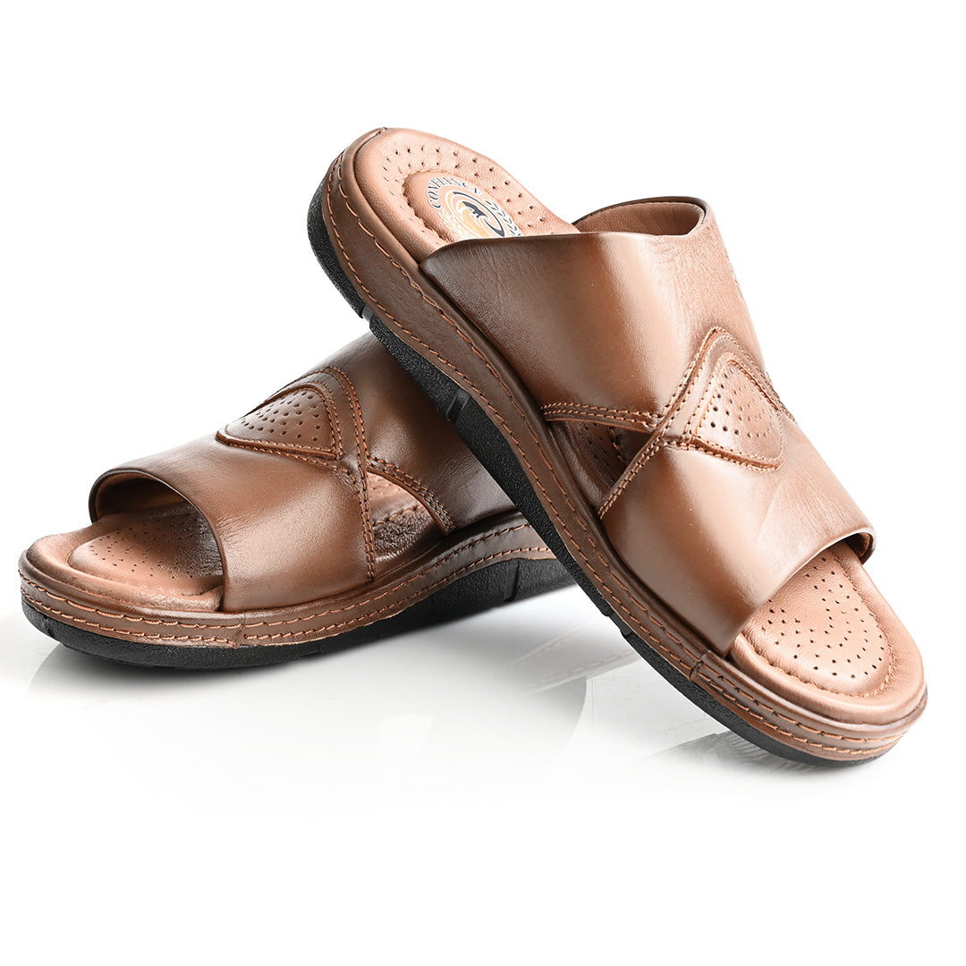 Sandale Médical En Cuir Pour Homme - Tabac