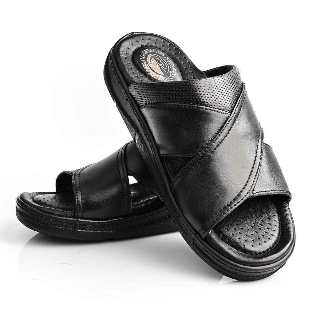 Sandale Médical En Cuir Pour Homme - Noir