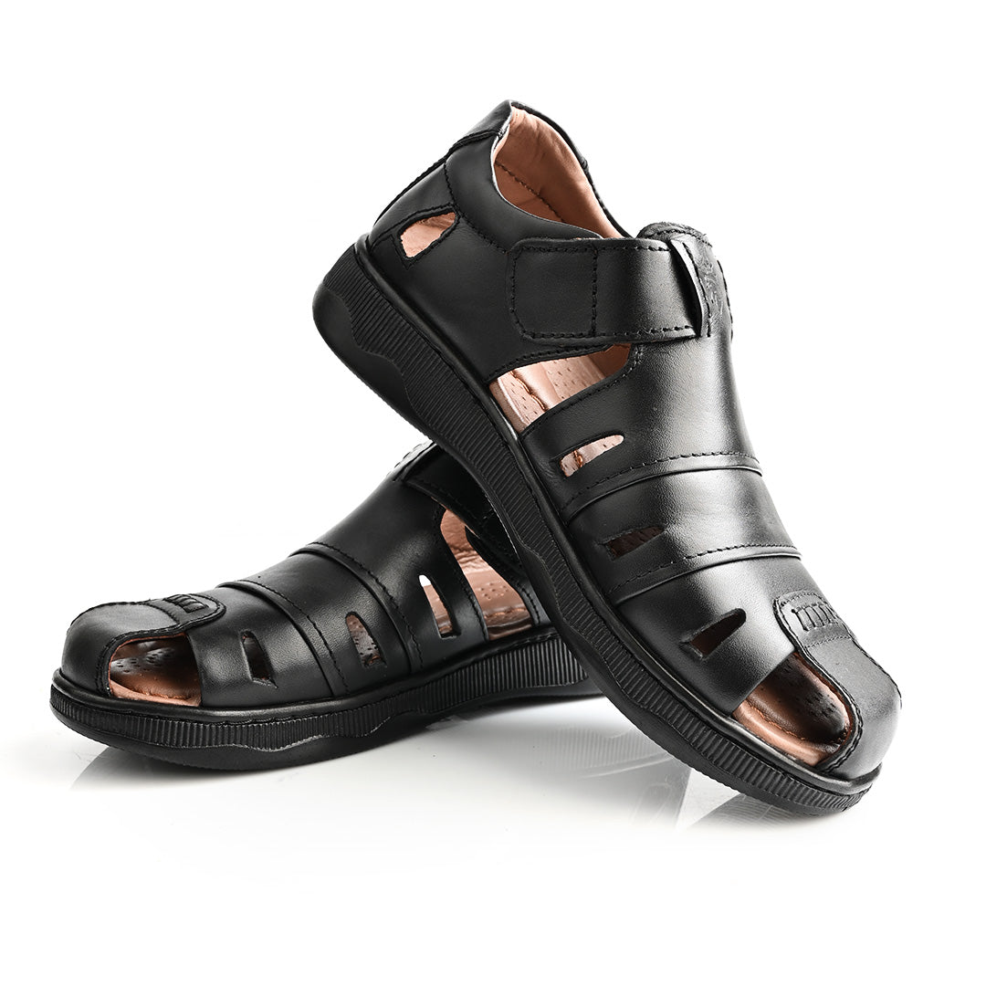Sandale Médical En Cuir Pour Homme - Noir