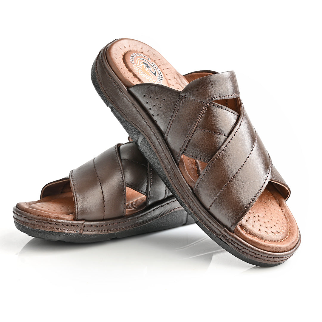 Sandale Médical En Cuir Pour Homme - Marron