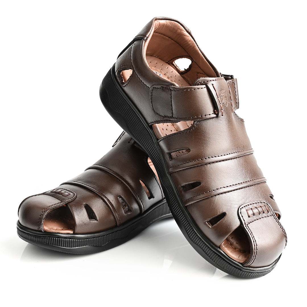 Sandale Médical En Cuir Pour Homme - Marron