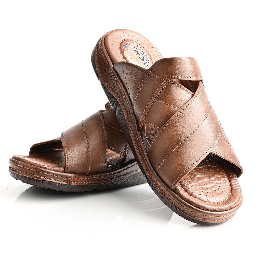 Sandale Médical En Cuir Pour Homme - Tabac