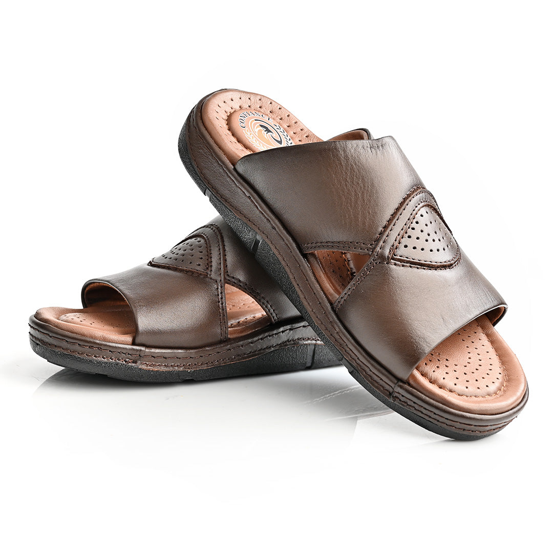 Sandale Médical En Cuir Pour Homme - Marron