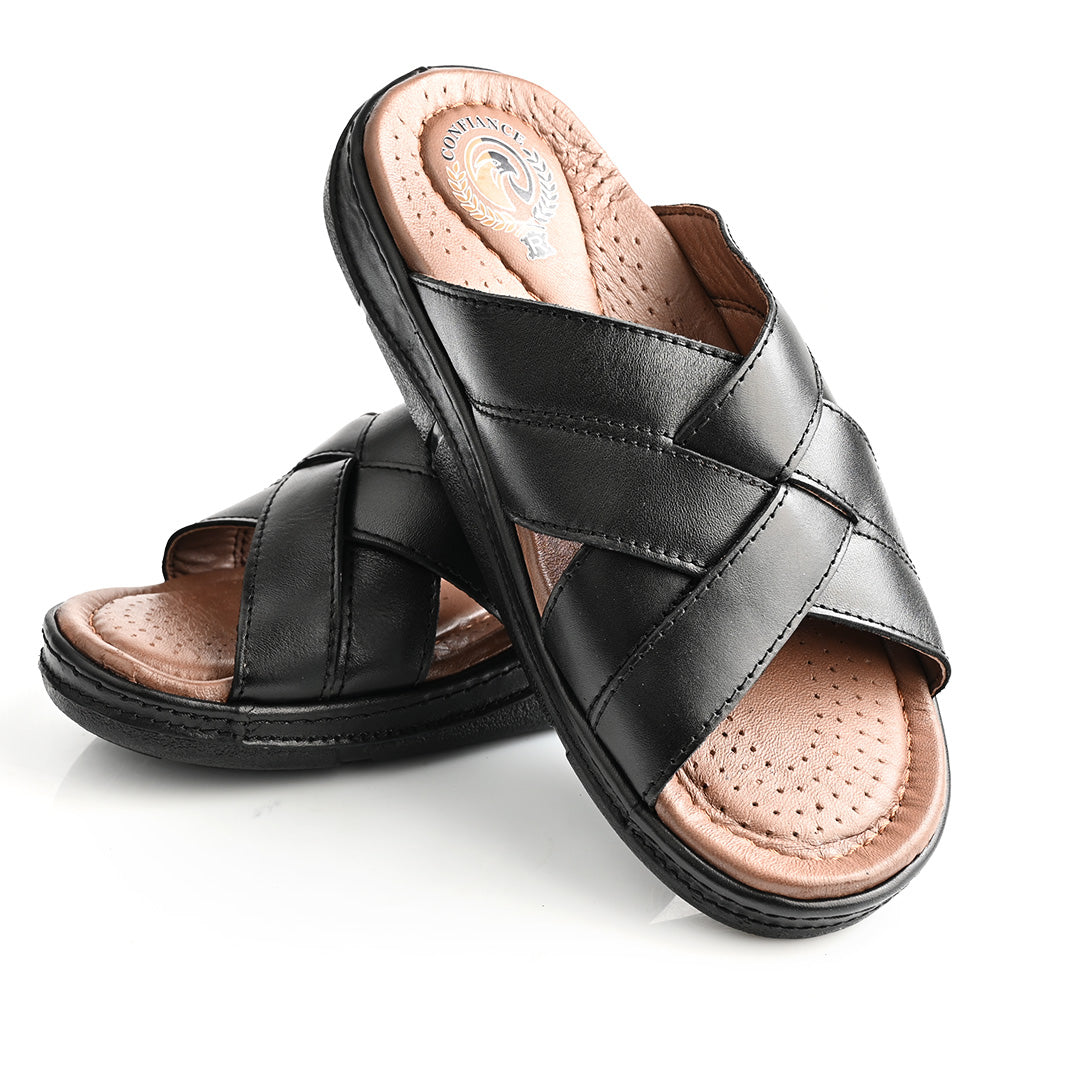Sandale Médical En Cuir Pour Homme - Noir
